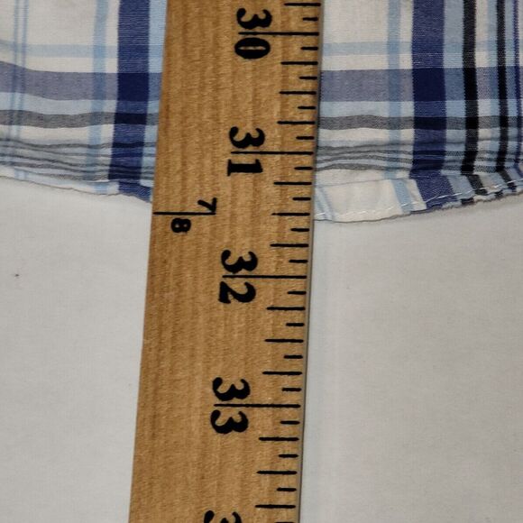 Izod Shirt Adult XXL White/Blue Plaid S/S Casual Button Up Pocket Mens 2XL - Picture 8 of 9